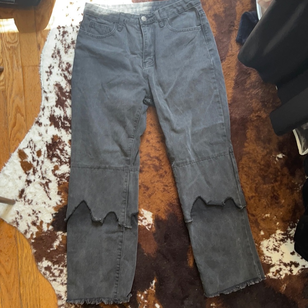 Shein black distressed jeans